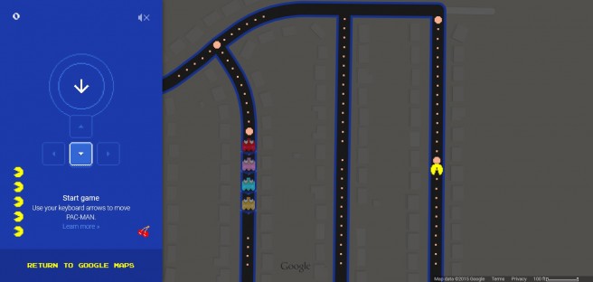 1 april grap Google Maps, speel PACMAN in je eigen stad