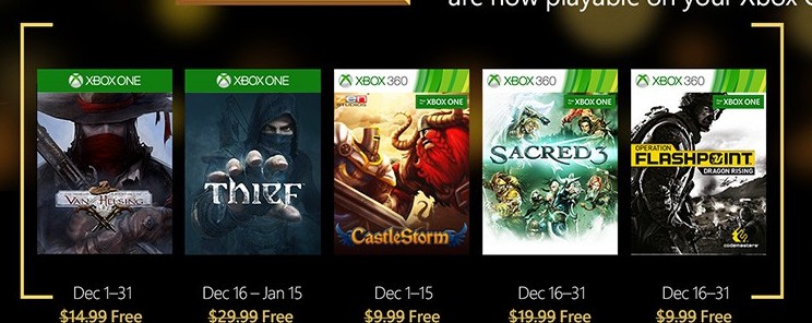 Xbox Games with Gold december aangekondigd