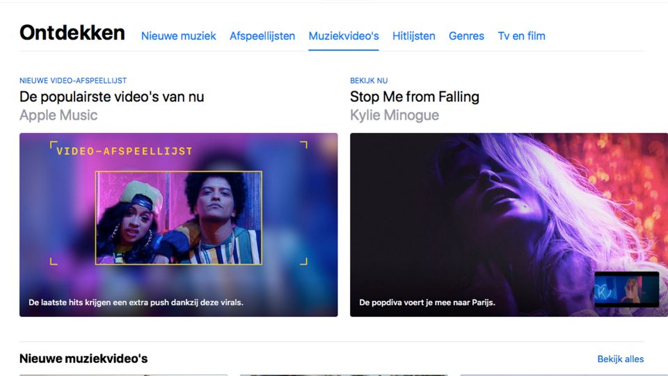 Apple Music voegt muziekvideo’s toe aan featurelijst