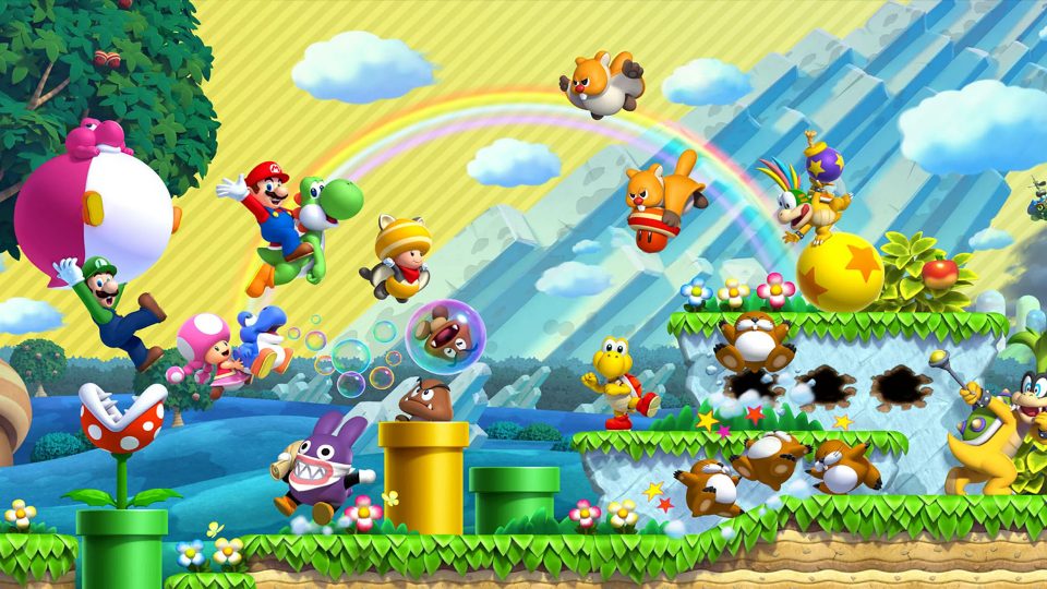 Mario en zijn vrienden in de New Super Mario Bros. U Deluxe-releasetrailer
