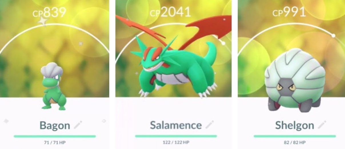 Bekijk de shiny Bagon-familie nu alvast!