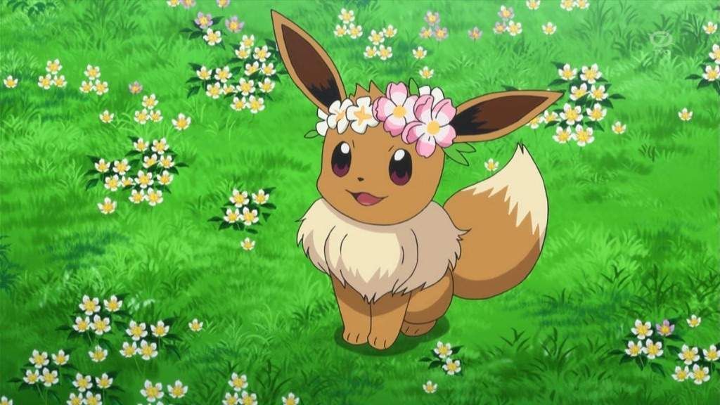 Flower-crowned Eevee, Flower Crown Eevee, Pokémon-outfits, Flower Crown-Pokémon, Spring into Spring-event Pokémon