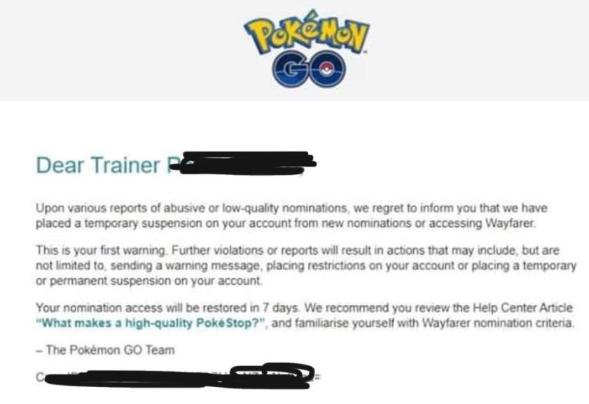 tijdelijke Pokéstop Submissions-bans
