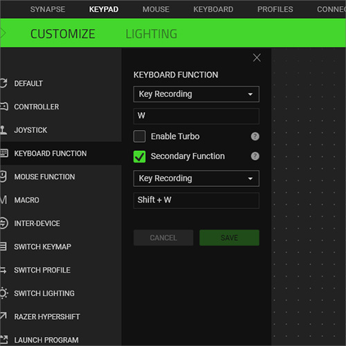 Razer Tartarus Pro dual function