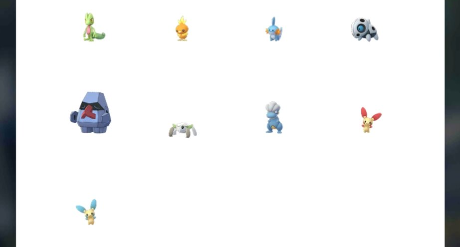 Hier vind je de verschillende Pokémon voor de Hoenn Collection Challenge