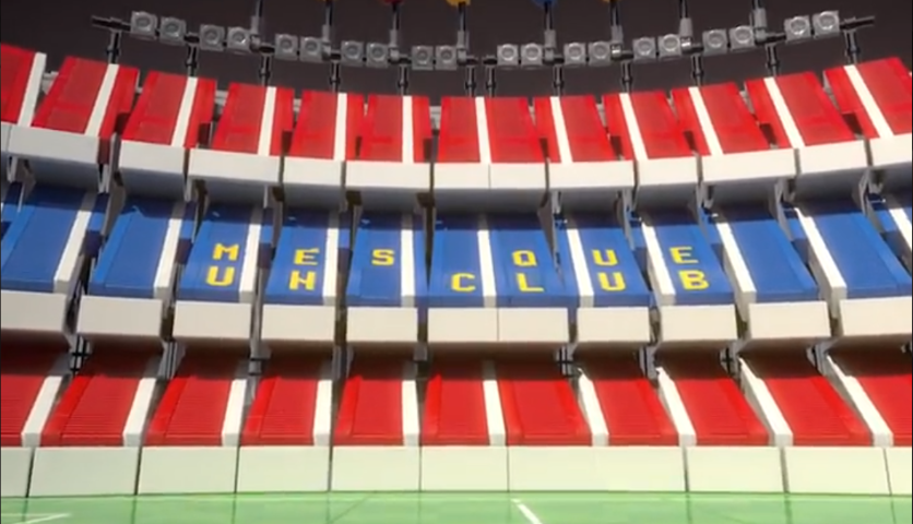 LEGO teaset de LEGO FC Barcelona Camp Nou-set via sociale media