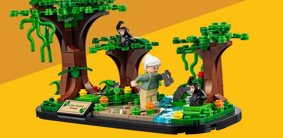De Jane Goodall Tribute-set is vanaf morgen gratis verkrijgbaar via LEGO