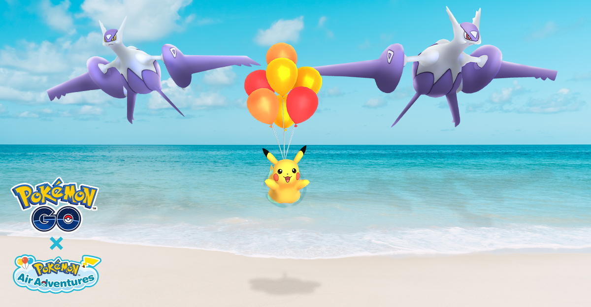 Mega Latios en Mega Latias komen tijdens het Pokémon Air Adventures event