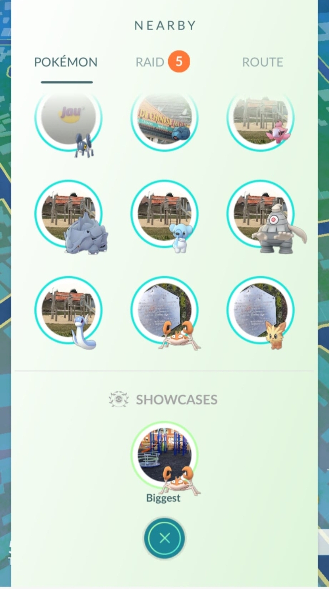 nearby
