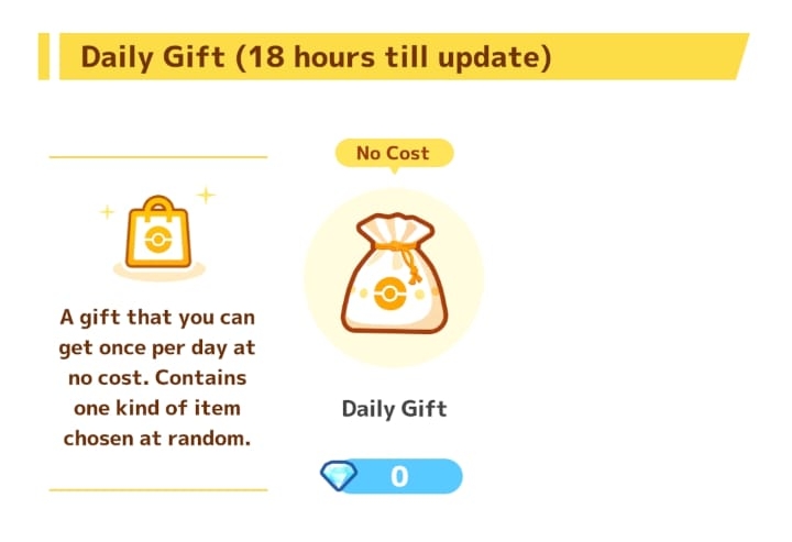 Daily gift Pokémon Sleep