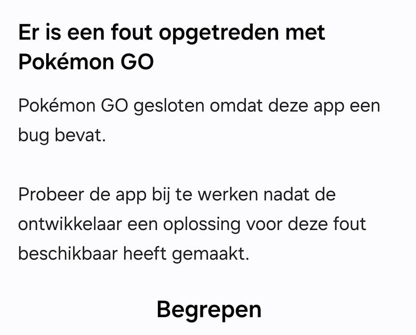 Pokémon GO-error op Android