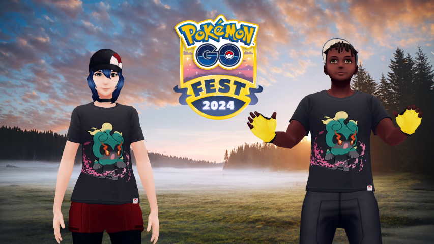 Pokémon GO Fest Global 2024-shirt en -pose