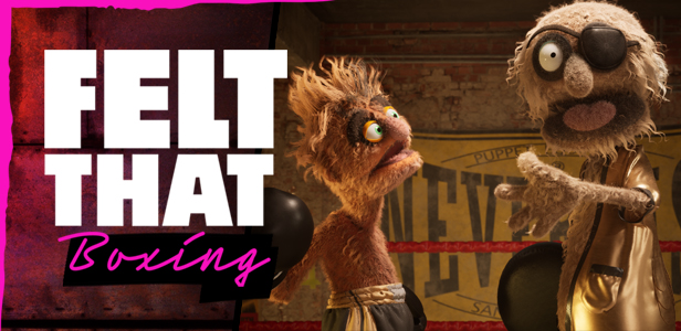 Poppen meppen erop los in de Felt That Boxing-trailer