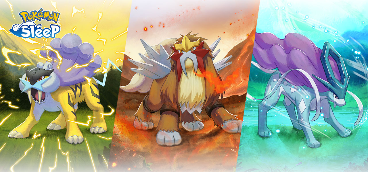 Bekijk hier alle details van het Raikou, Entei en Suicune Research event in Pokémon Sleep