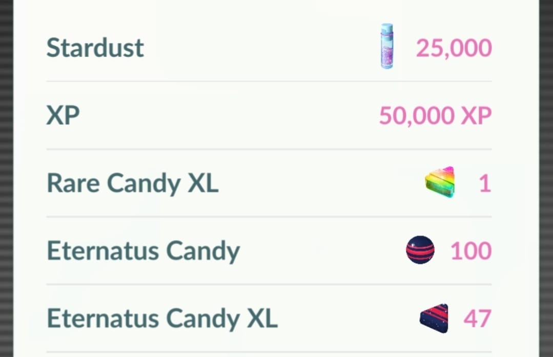 De gemiddelde rewards van een Eternatus Battle zijn niet verkeerd