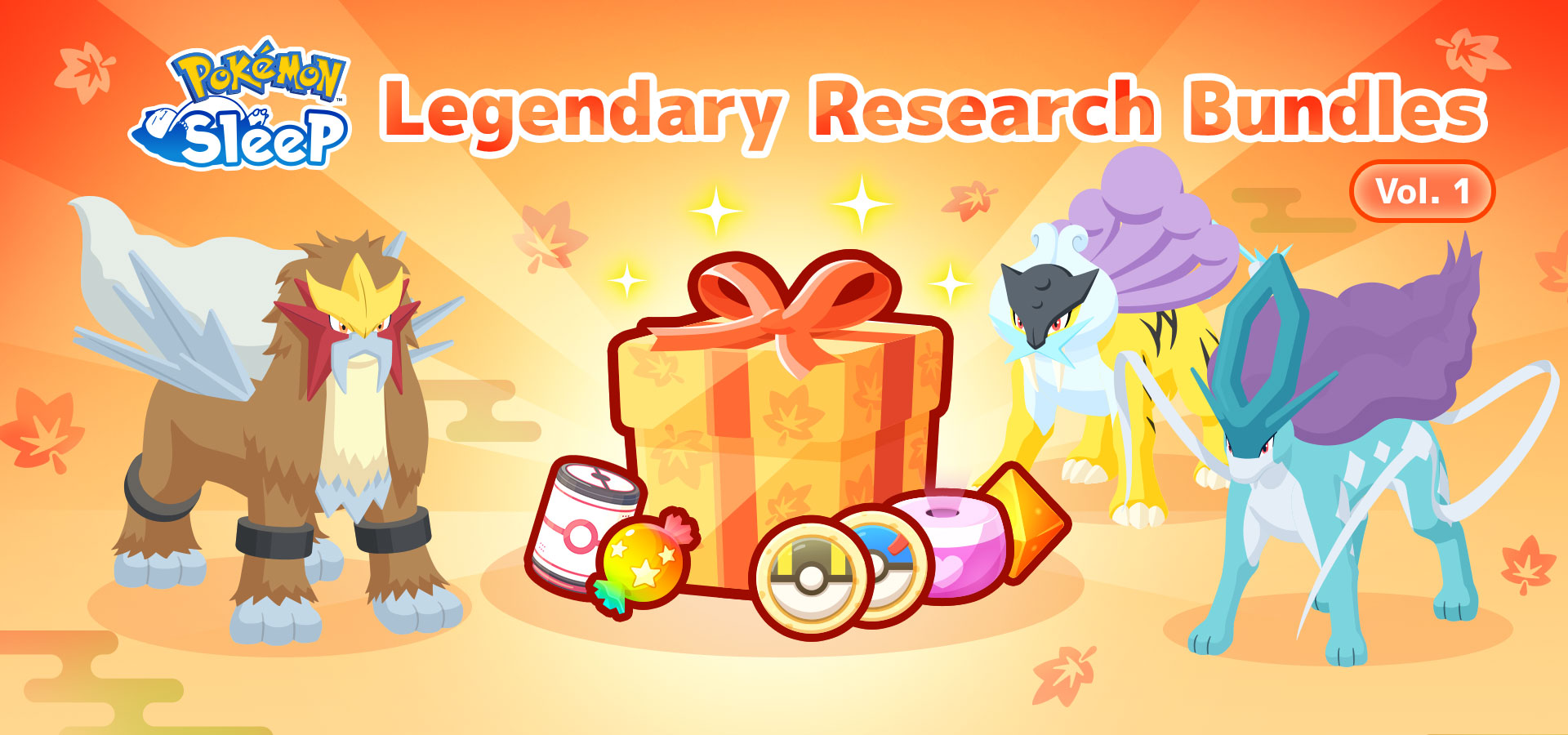 Dit zijn de bundels die horen bij het Raikou, Entei en Suicune Research-event in Pokémon Sleep